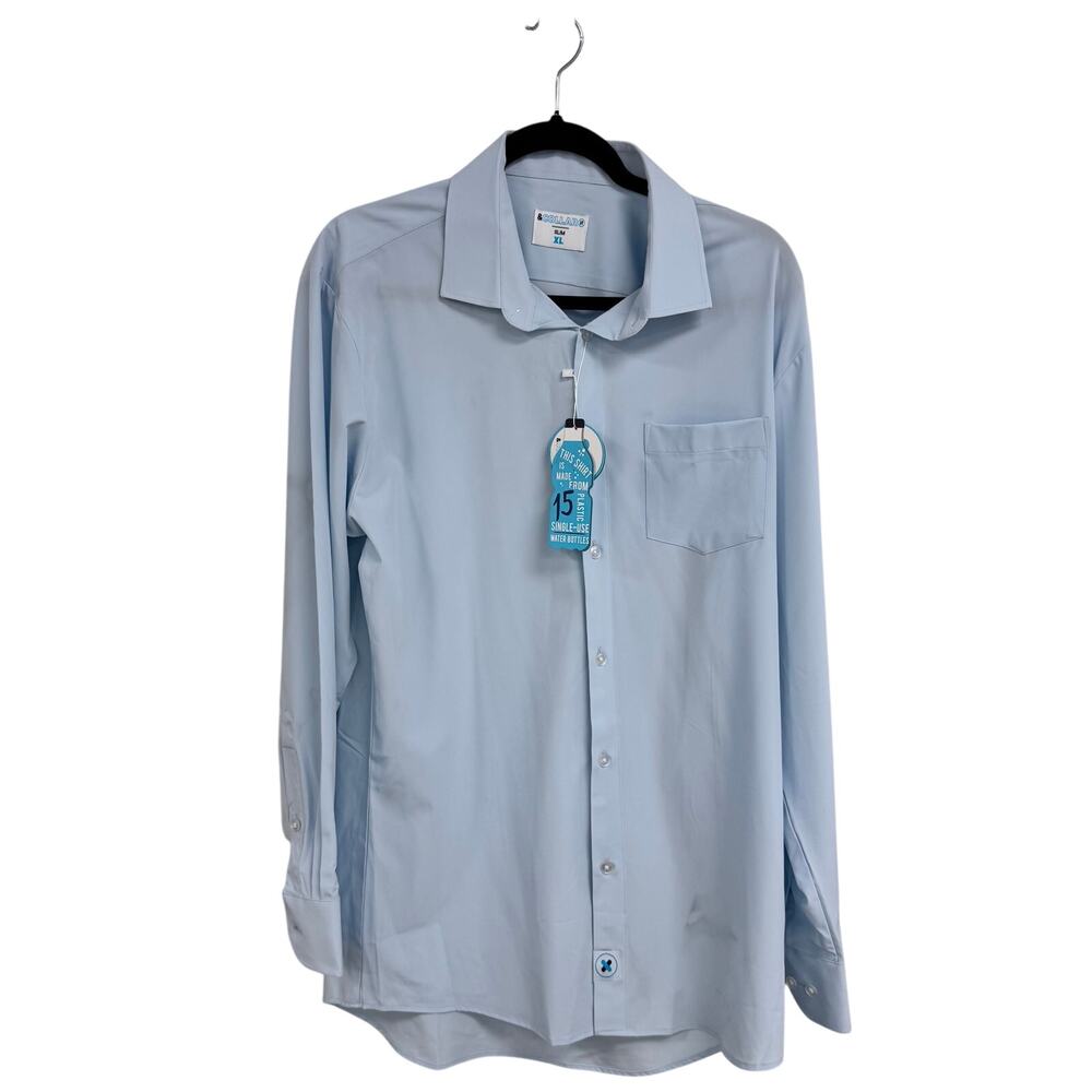 NWT &Collar Long Sleeve Collared Button Down Light Blue Shirt Men’s X-Large